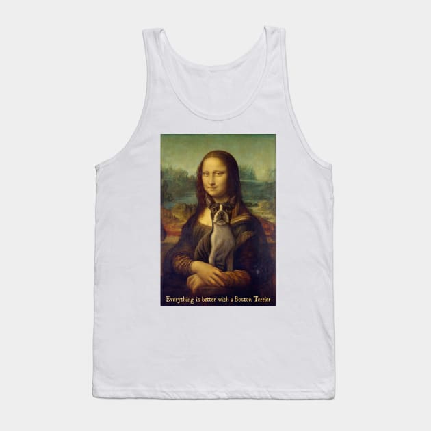 Mona Lisa with Boston Terrier Tank Top by dogvincidesign